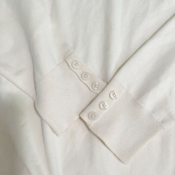 Women Talbots Petite Cotton Blend Turtleneck Sweatshirt in Cream Size Large - Picture 7 of 8